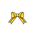 Yellow bow with a softball design on a white background