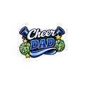 Sticker with 'Cheer Dad' text and megaphone graphics on a white background