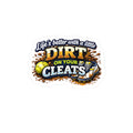 Sticker with 'Life's better with a little dirt on your cleats' text and sports-themed graphics on a white background.