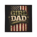 Patch with 'Girl Dad' text and American flag design on a white background