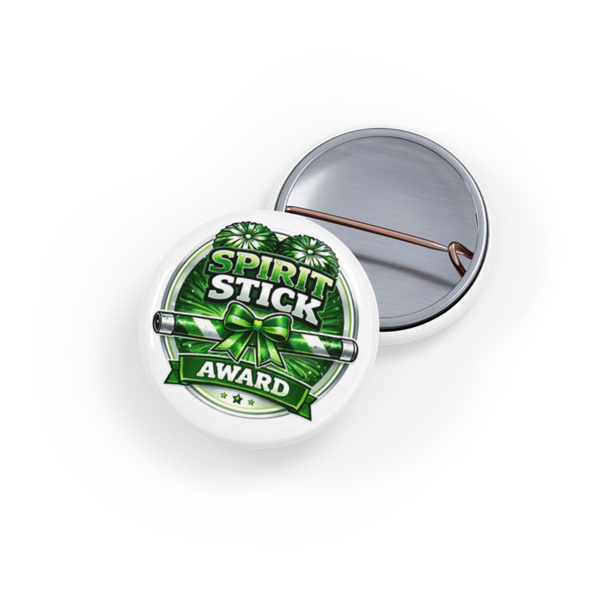 Button badge with 'Spirit Stick Award' design on a white background