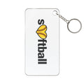 Keychain with 'Softball' text and softball design on a white background